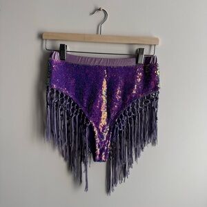 Purple sparkly rave shorts